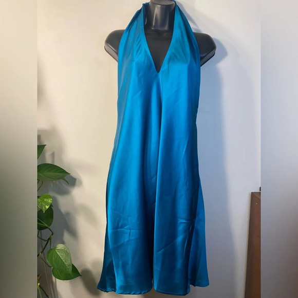 NWT FRENCH CONNECTION | INU SATIN MINI DRESS | OCEAN DEPTHS,SIZE 10 - Picture 6 of 14
